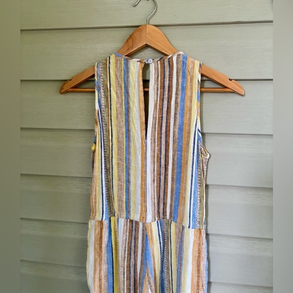 DREW striped linen rayon jumpsuit summer vacation Anthropologie sz XS cropped - Picture 12 of 16